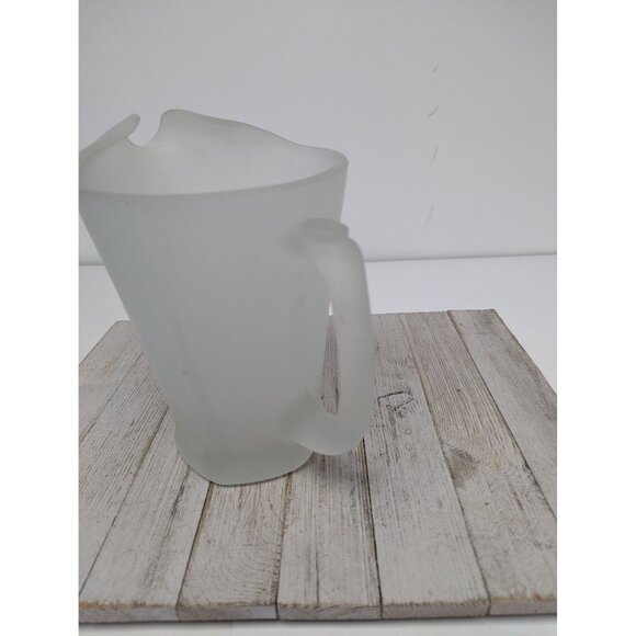 Vintage Tiara Indiana Glass Frosted Satin Glass Pitcher With Ice Lip 8 1/4" - Picture 5 of 8